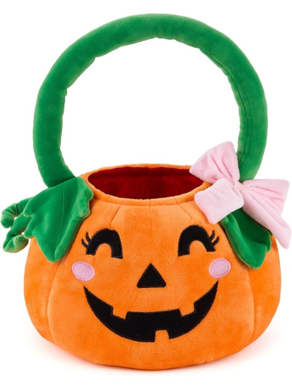 Plush Halloween Pumpkin Basket, 11 X 13.4 in Candy Trick or Treat Bag Orange